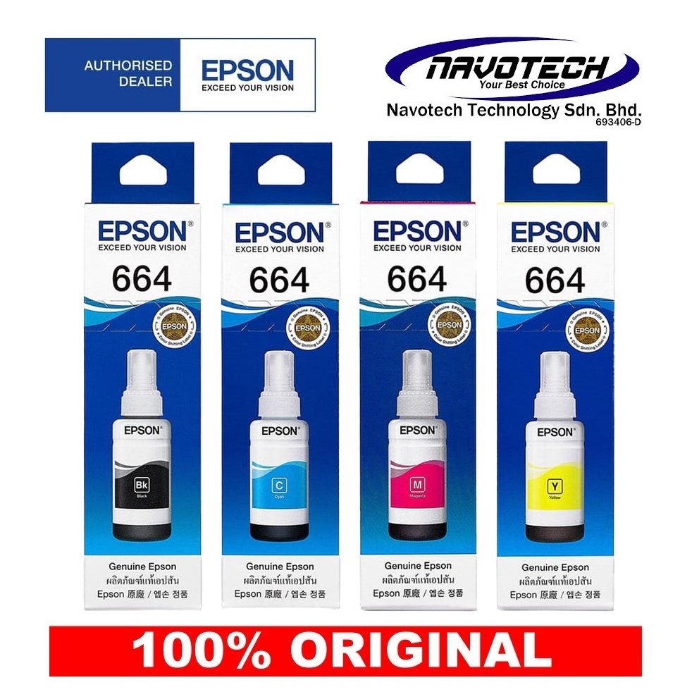 Epson T664 Series Original Refill Ink T6641 6642 6643 6644 L120 L210 L360 Shopee Malaysia 2590