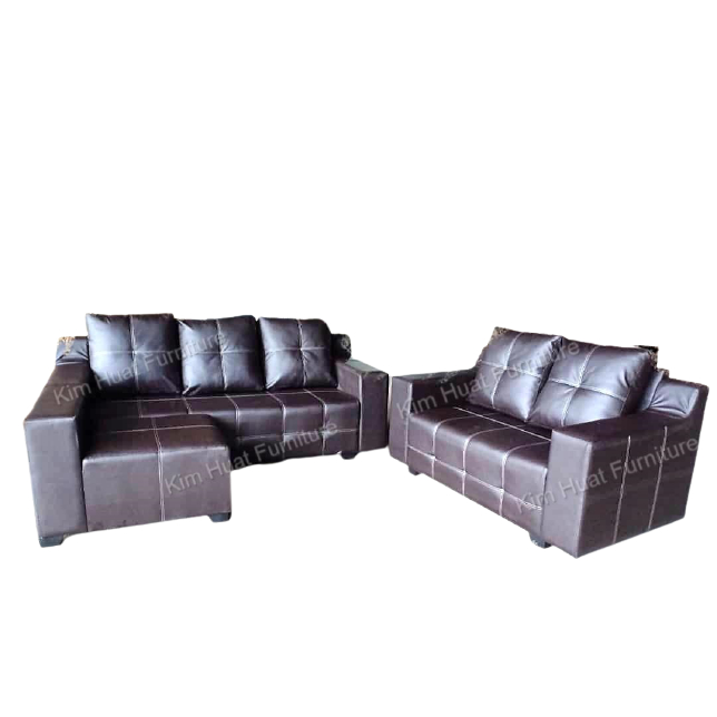 FREE 1 STOOL Velvet Sofa Baldu / Fabric Sofa Kain / PVC Sofa Kulit Sofa