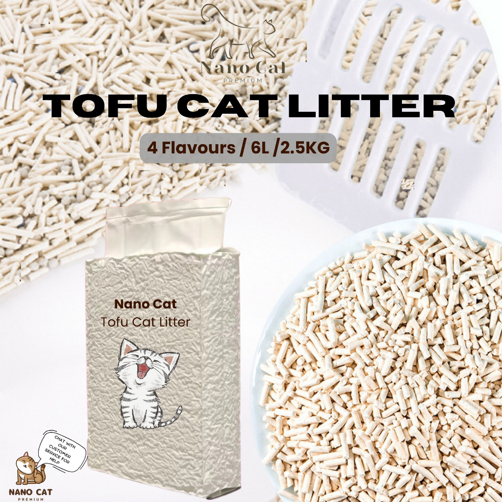 Nano Cat Tofu Cat Litter 6L 2.5kg Dust Free/Flush to Toilet/Pasir