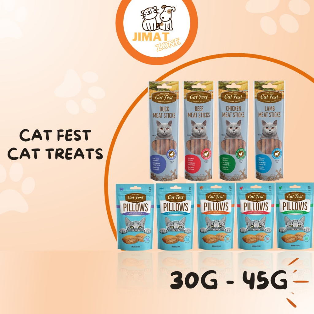 Cat Fest Cat Snacks - Pillows with Cream 30G , Meat Sticks 45G , Cat ...