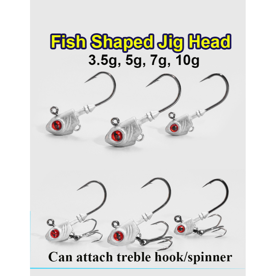 Fish Jig Head Soft Plastic Lure Fishing Hook Jighead Kepala Ikan Mata Kail Casting Geli geli