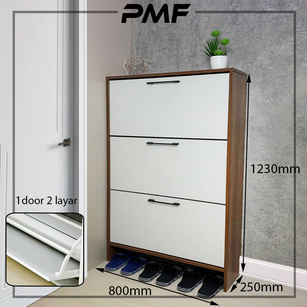 PMF 3 Door Shoes Rack Cabinet Shoes rack Shoes Cabinet Wooden Shoes Rack Kasut Almari kasut Rack Set A Shopee Malaysia
