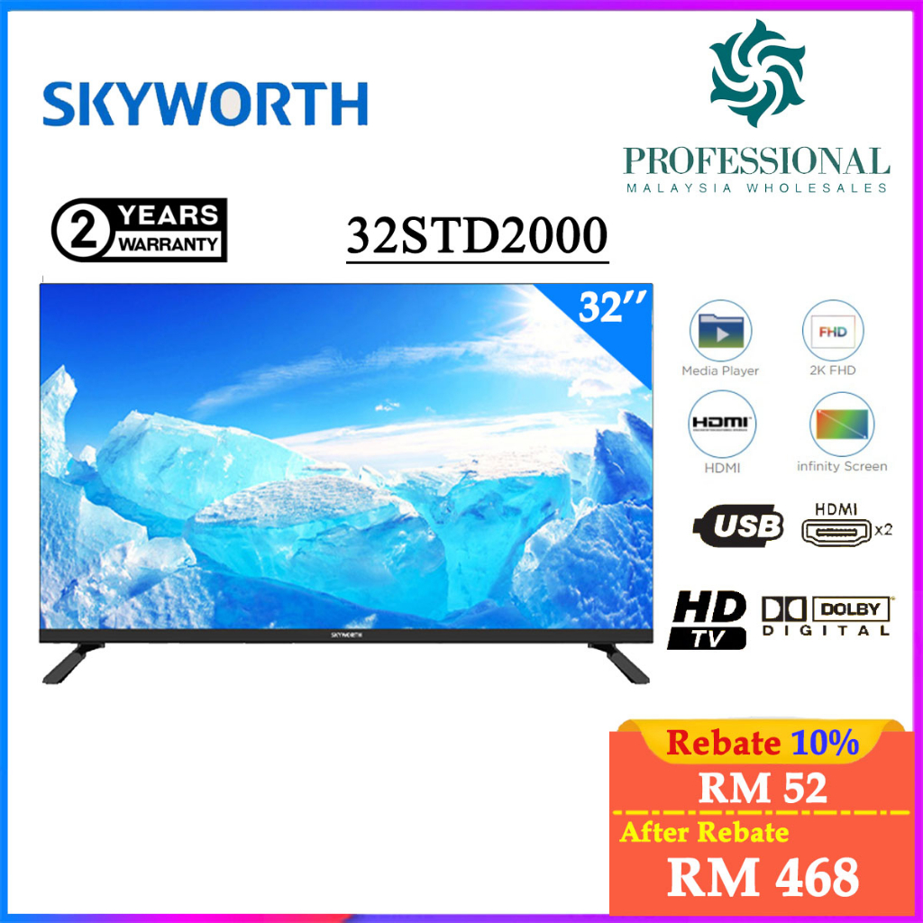 Skyworth 32/ 40 Inch FHD Basic Digital TV 40STD2000 Dolby Digital