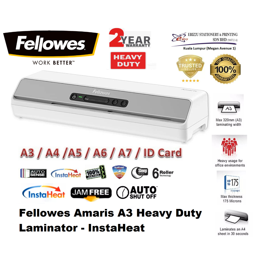 Fellowes Amaris A3 Heavy Duty Laminator InstaHeat 6 Rollers