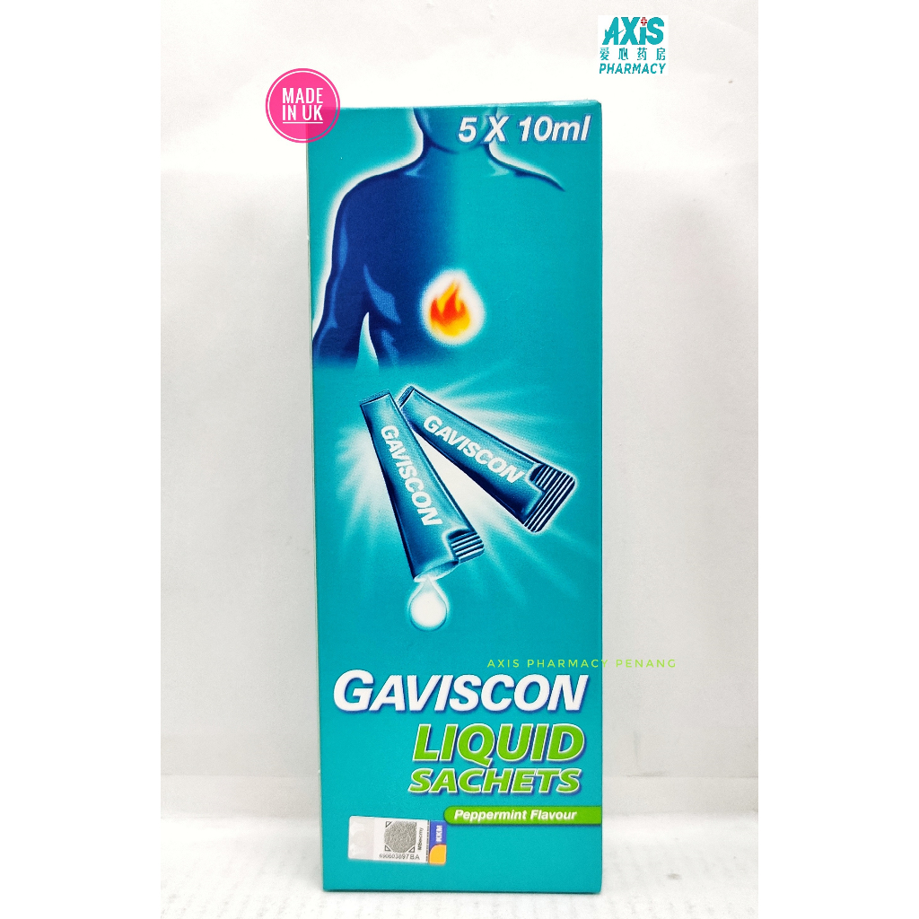 GAVISCON LIQUID SACHET PEPPERMINT FLAVOUR {5 X 10ML} (EXP 07/2025