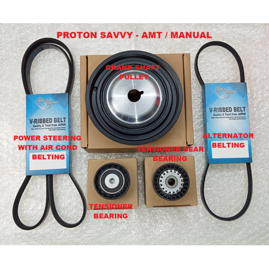 Proton Savvy Crank Pulley + Tensioner Bearing + Air Con & Power