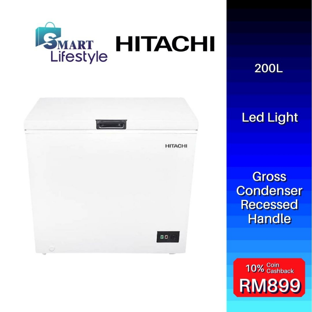 Hitachi F-C200AM1 200L Gross Condenser Recessed Handle Led Light Chest ...