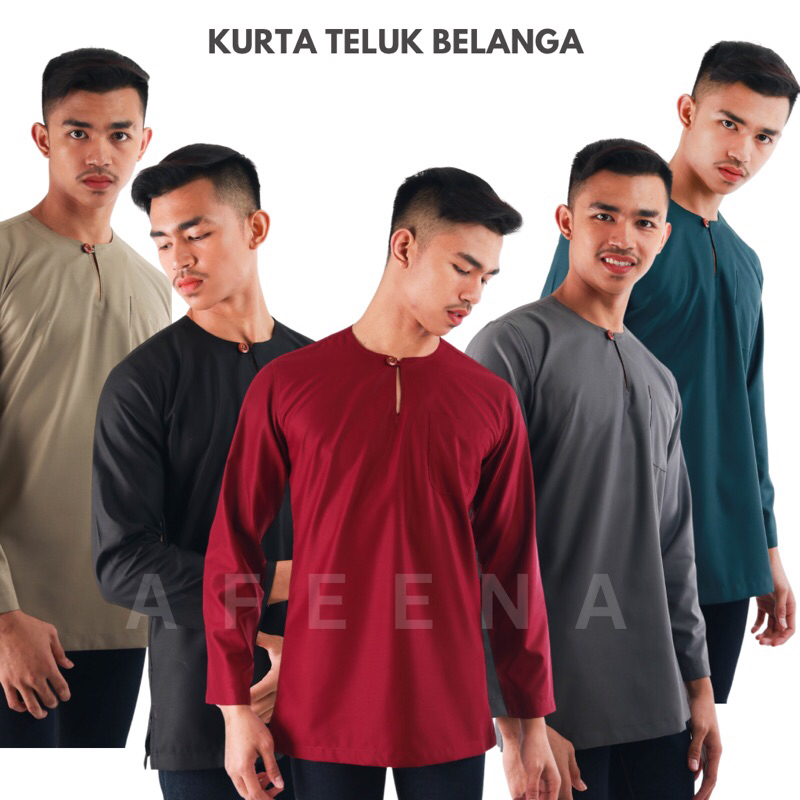 Kurta teluk belanga slim fit baju melayu johor baju kurta lelaki dewasa