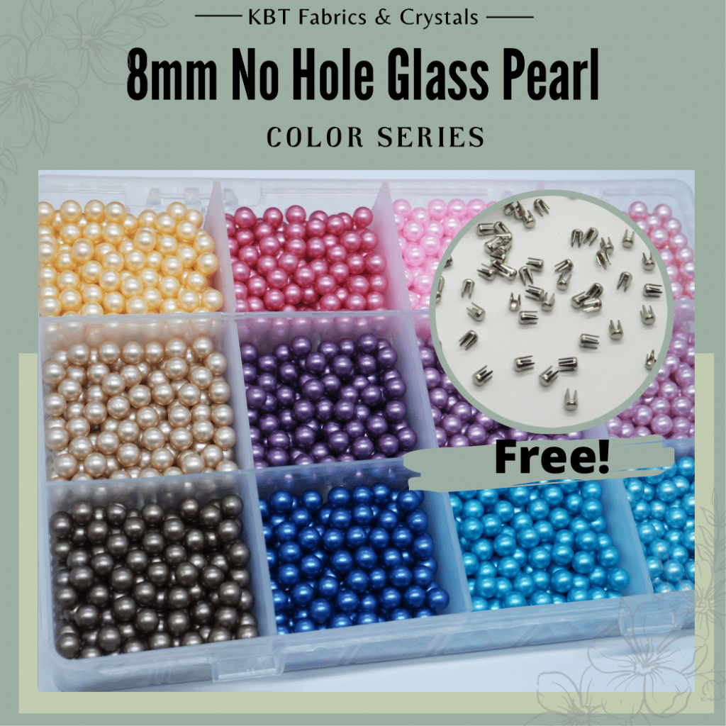 8mm No Hole Glass Round Pearl Beads [Free Paku Rivet] for Jewelry ...