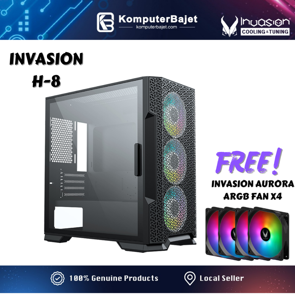 INVASION GAMING ATX MATX CASING ARGB LED FAN PC CASING GB-09 GB-52 M-7 ...