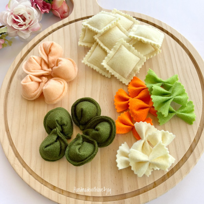 Felt Pasta Assorted BowTie Ravioli Tortellini Kids Pretend Play