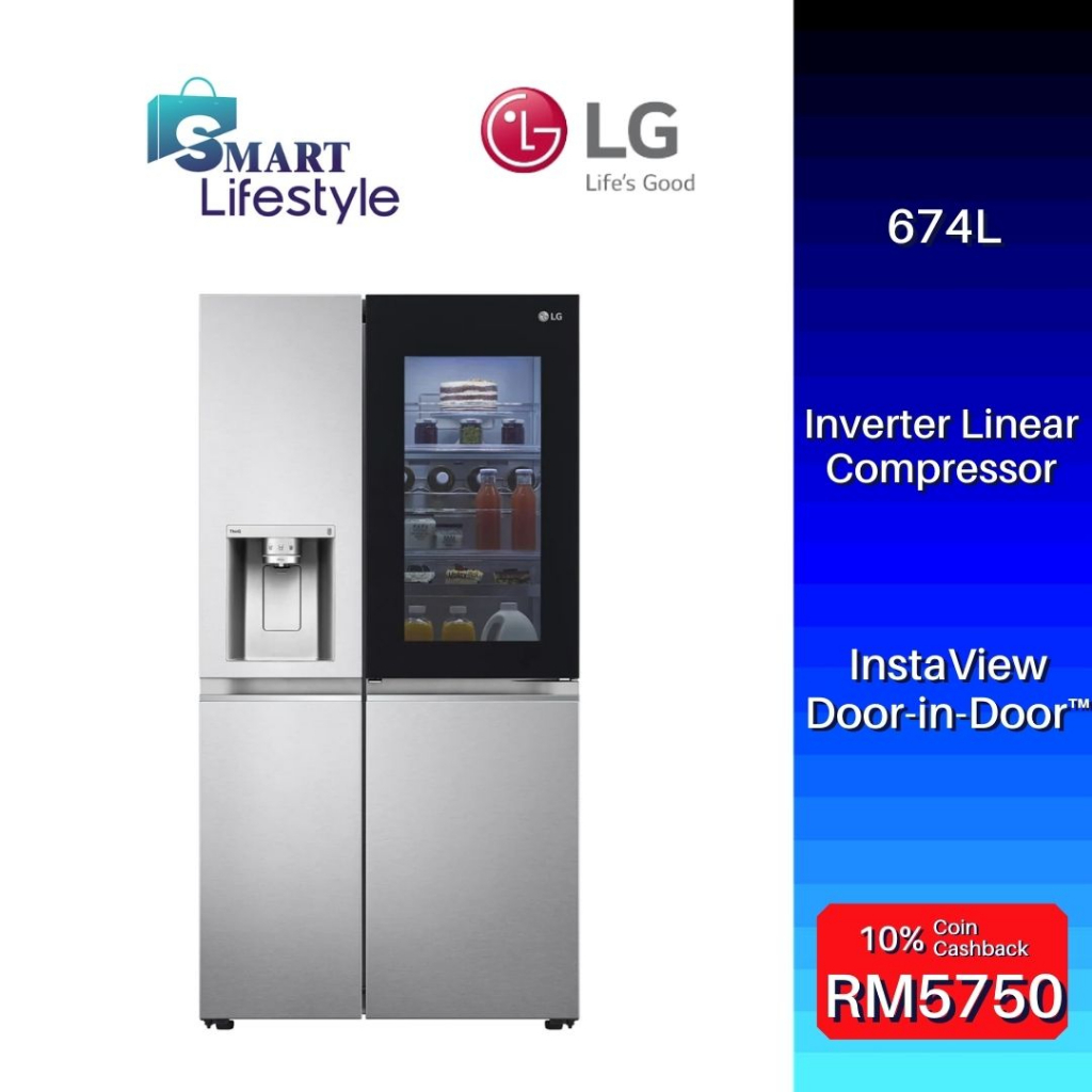 Refrigerateur side by side LG 668litres GC-X247CSAV Knock Knock insta view