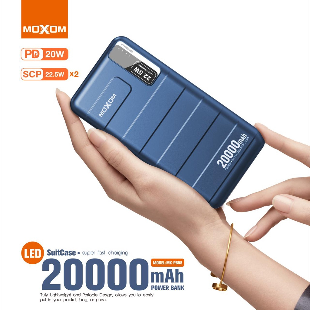 Moxom MXPB58 PB57 Power Bank PD 20W 18W SCP 22.5W SuperFast Charge