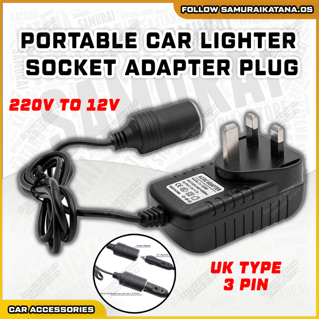 cigarette lighter to uk plug 🔌 UK Plug 220V to 12V Portable Car Cigarette Lighter Socket Adapter Vacuum  Plug Using in House UK Type 3 Pin Water Jet