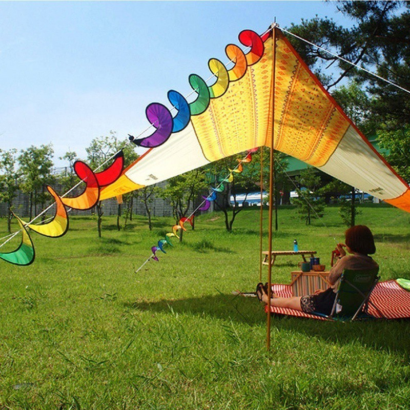 Foldable Rainbow Rotation Decorative Flags Spiral Windmill Wind Spinner ...