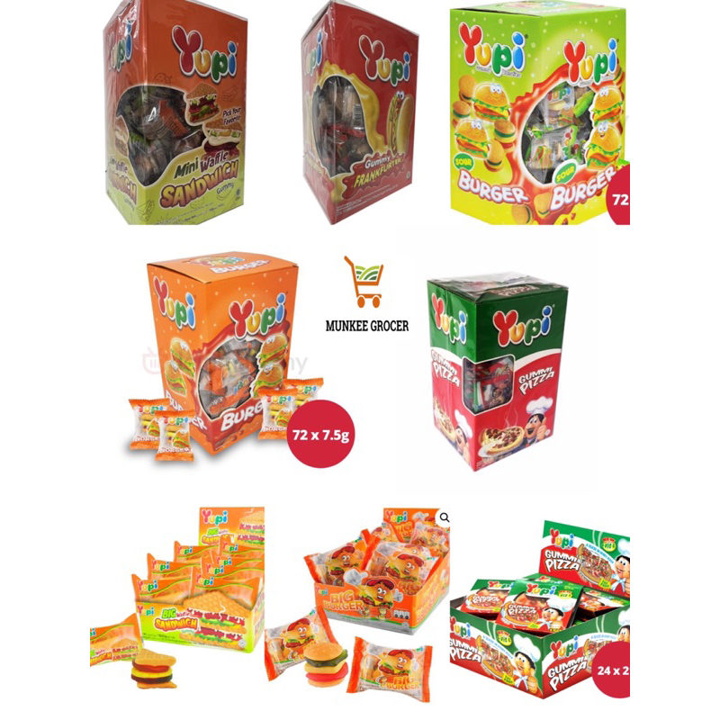 YUPI 72pcs x 7gm GUMMI PIZZA / YUPI BURGER / FRANKFURTER/ WAFFLE ...