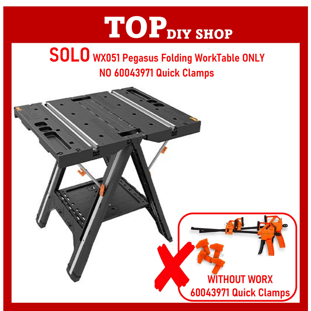 WORX WX051 Pegasus Folding Work Table & Sawhorse with Quick Clamps ...