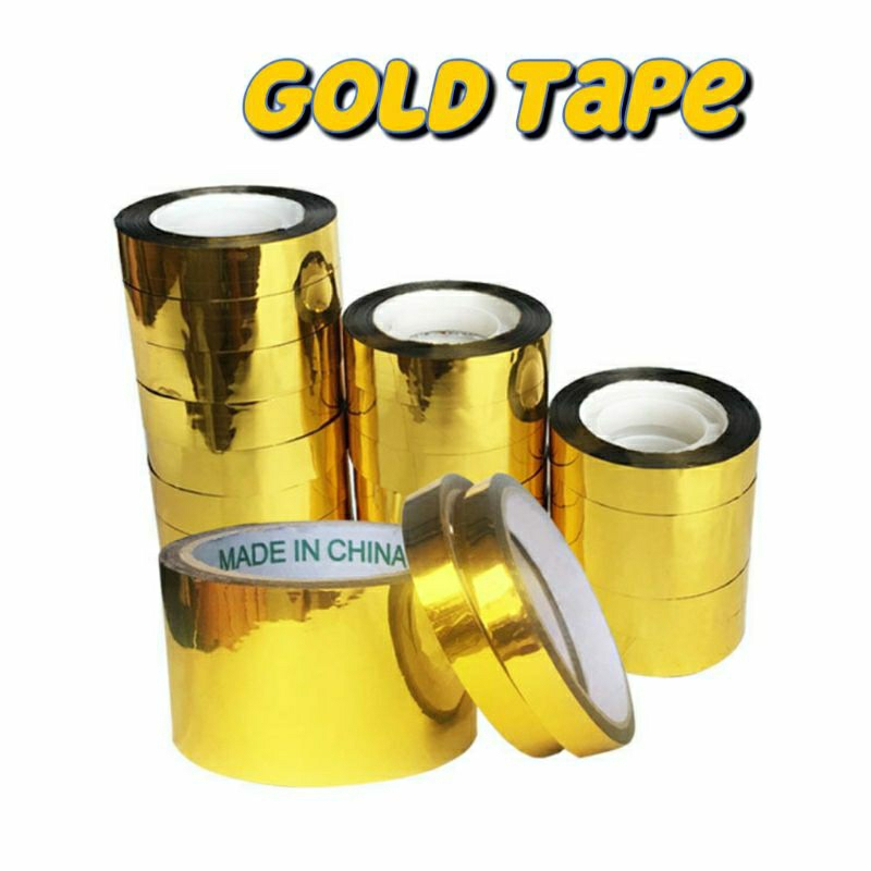 18mm 50meter Metallic Gold / Silver Tape Foil Adhesive Tape Metalized Tape Emas Biscuit Seal