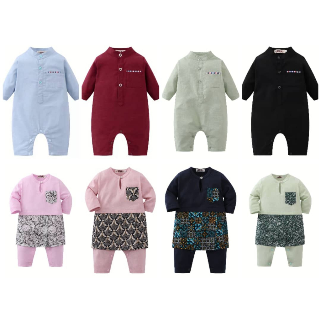 Raya 2023 Baju Melayu Newborn Baby Boy Rompers Raya Baby Kurta 2023