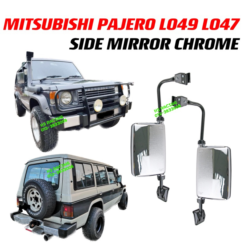Mitsubishi Pajero Side Mirror Chrome with Arm LO47 LO49 L047 L049