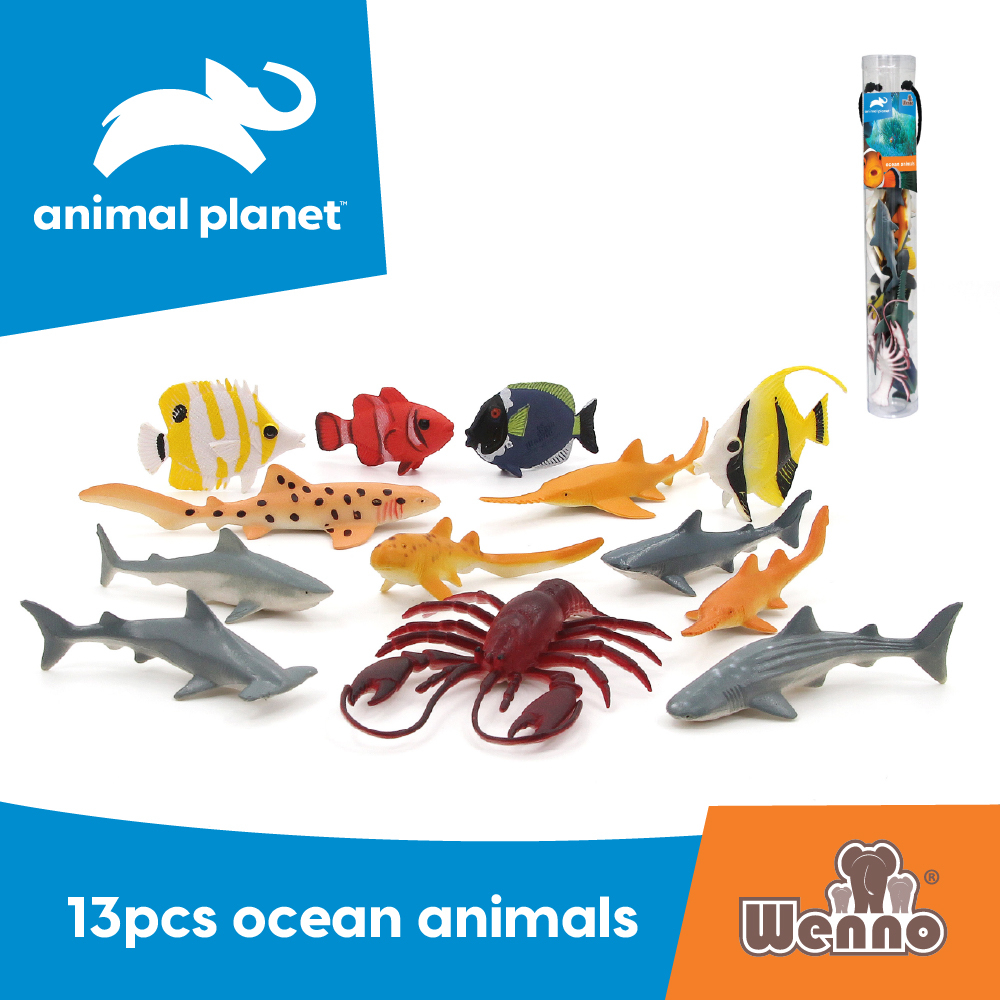 Wenno x Animal Planet 13pcs Ocean Animals in tube Educational Realistic ...