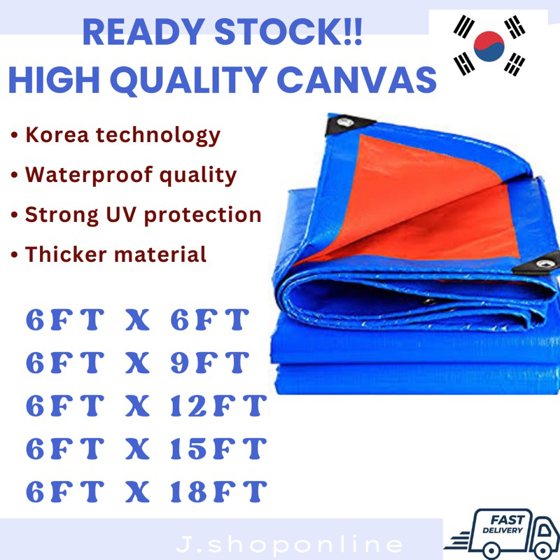 Blue Orange Waterproof Canvas Kanvas Tarpaulin Sheet Canopy Camping ...