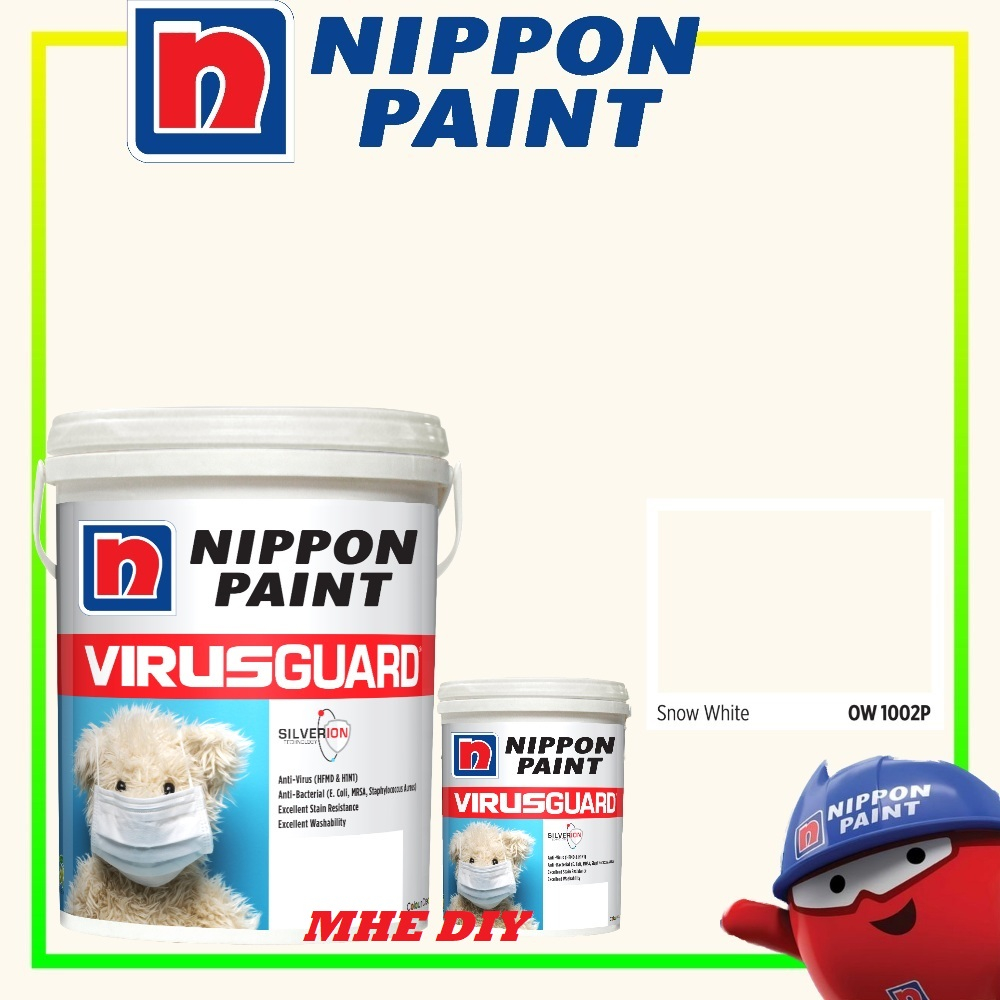 NIPPON PAINT 1L OW 1002 P SNOW WHITE Interior Smooth Sheen / Matt Finish Paint Cat Dinding Dalam