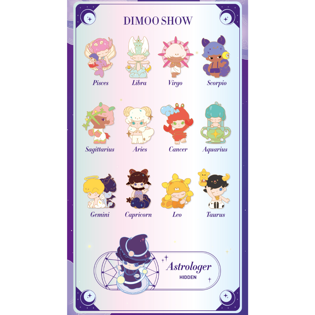 POPMART X DIMOO Zodiac Series Colors Metal Badge Brooch Blind Box ...