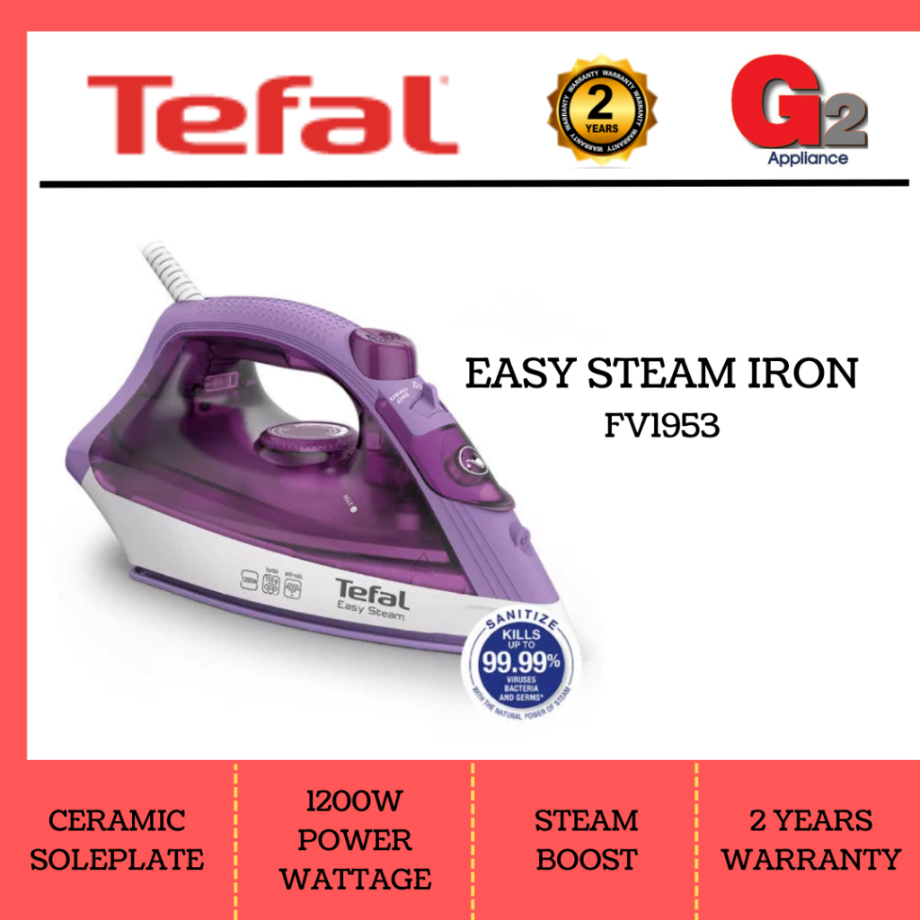 TEFAL CERAMIC EASY STEAM IRON FV1953 (READY STOCK)TEFAL WARRANTY