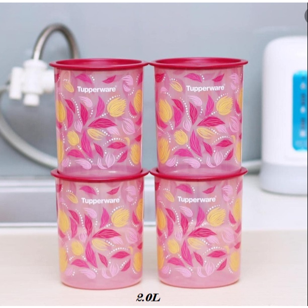 Two Pink Tupperware Canisters Tupperware Pink Canisters With -  in 2023