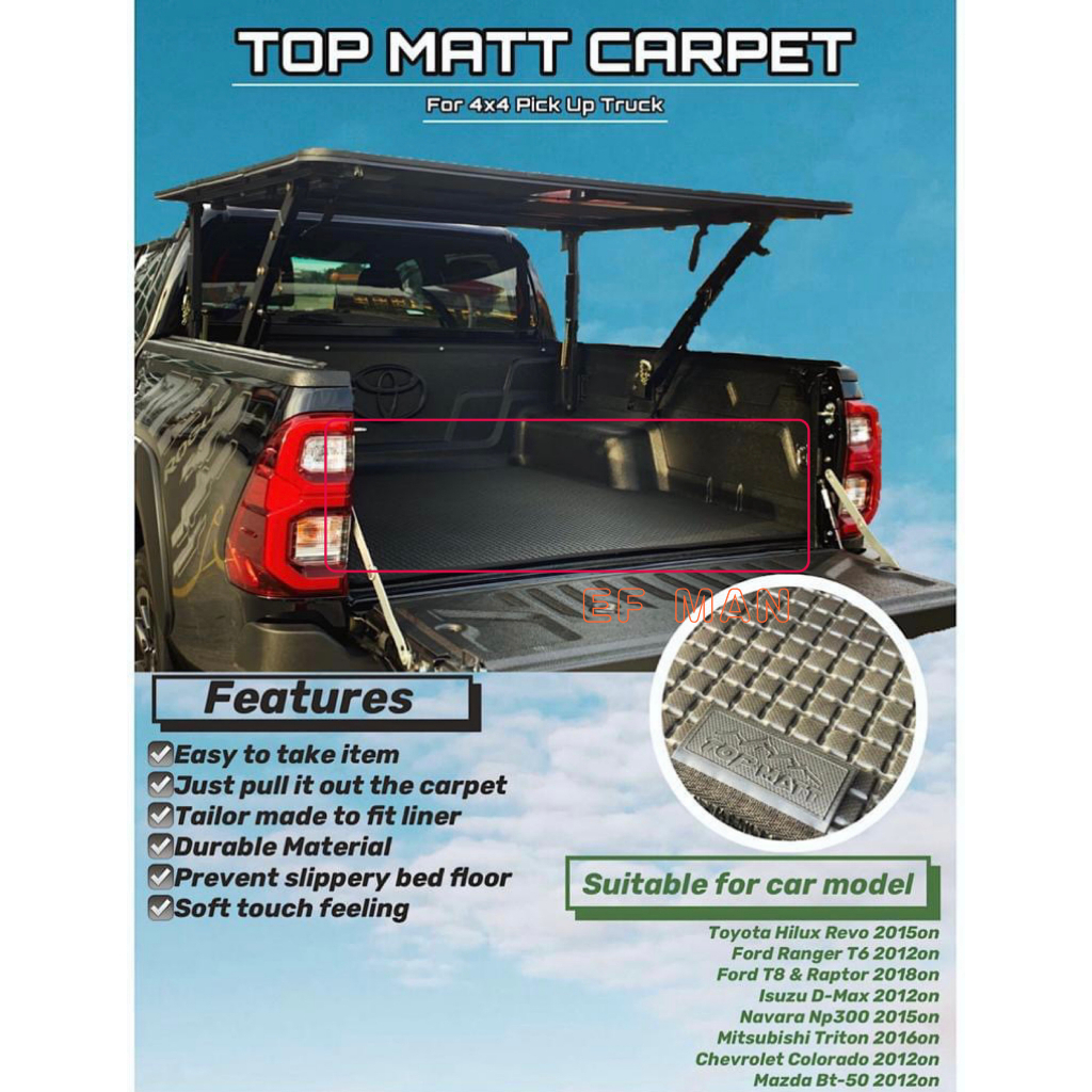 4X4 PICK UP TOP MATT RUBBER MAT REAR BONET CARPET BELAKANG TIKAR HILUX ...