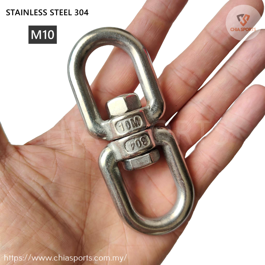 Stainless Steel 304 Double Swivel Eye Hook M10 Shackle Chain Rigging