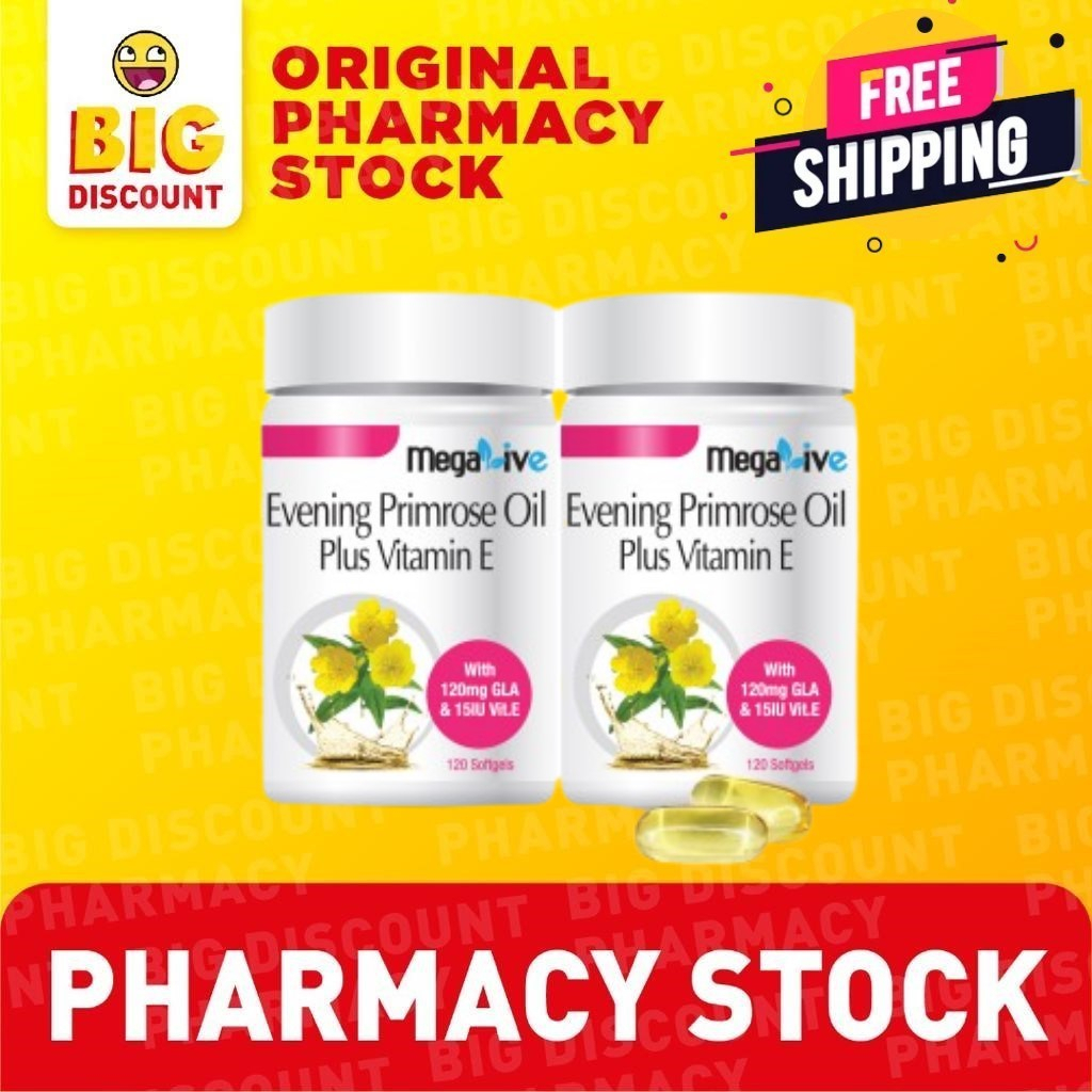 Megalive Evening Primrose Oil EPO 1200mg Plus Vit E (2 X 120S ...