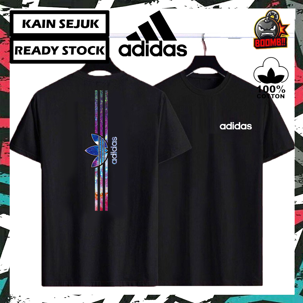 100 PREMIUM COTTON ADIDAS III 2 Cotton Tshirt T Shirt Round Neck Men Women Unisex Baju Lelaki Wanita Perempuan Shopee Malaysia