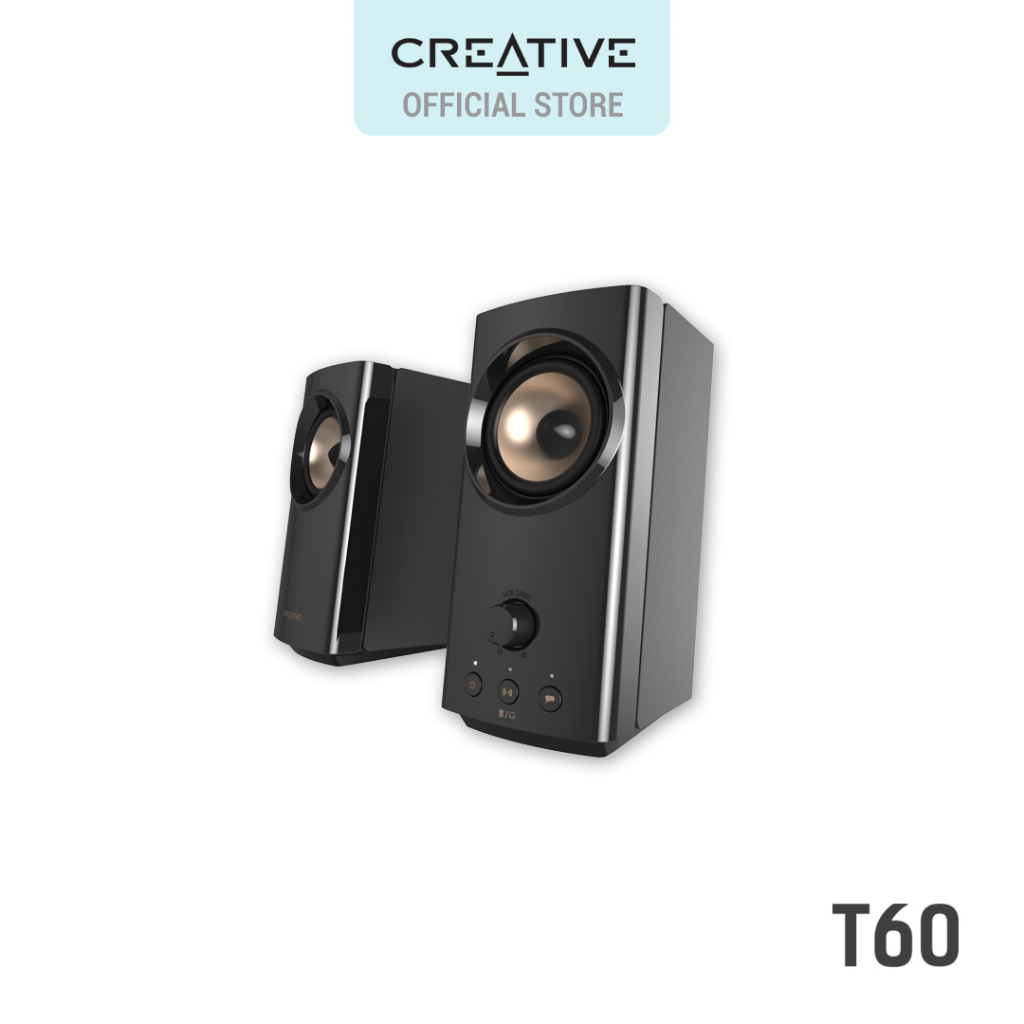 Creative T60 2.0 Compact HiFi Desktop Speakers with Clear Dialog and