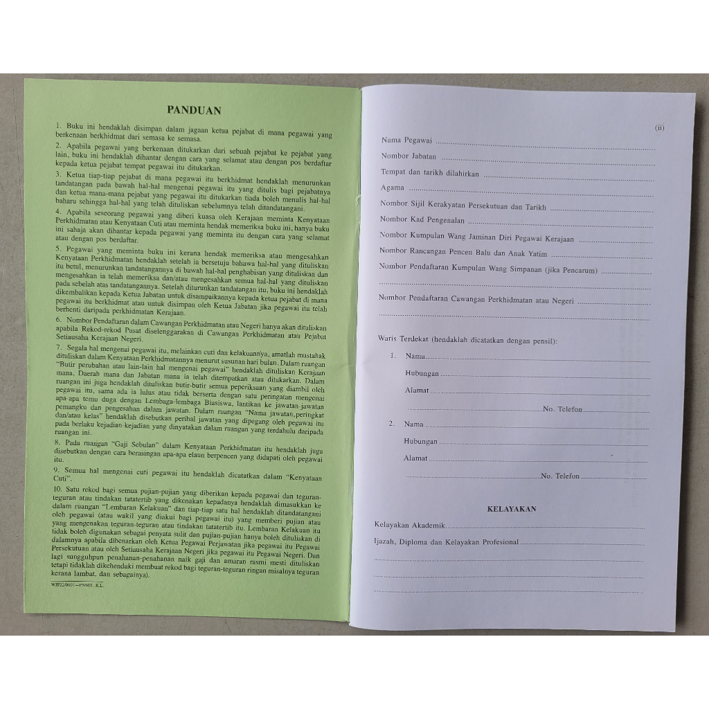 BUKU REKOD PERKHIDMATAN (AM274 - PIN 1/98) | Shopee Malaysia