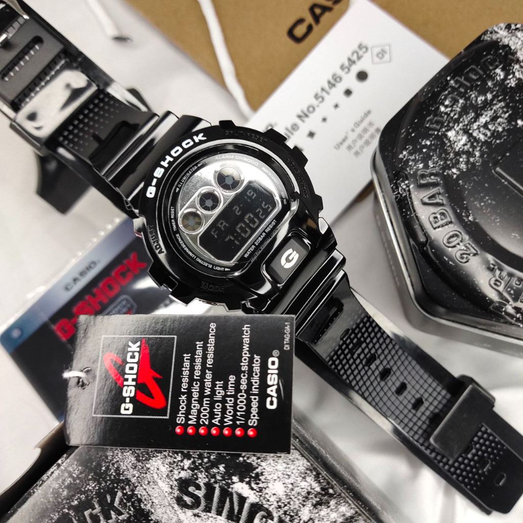 G shock DW6900 NB1 Black Silver Autolight Digital Watch Water proof Jam tahan lasak g shock Dw 6900 Shopee Malaysia