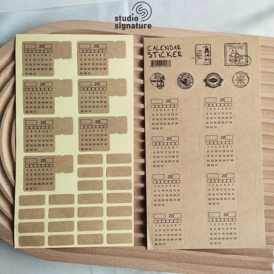 Vintage Kraft Paper Calendar Sticker can self fill in write simple