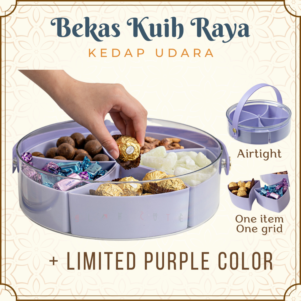 Bekas kuih raya kedap udara set viral plastik multi-grid storage box ...