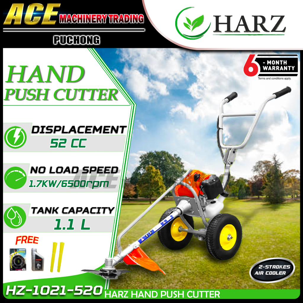 HARZ Hand Push Brush Cutter With Wheel Petrol Type Hand Push Shaft