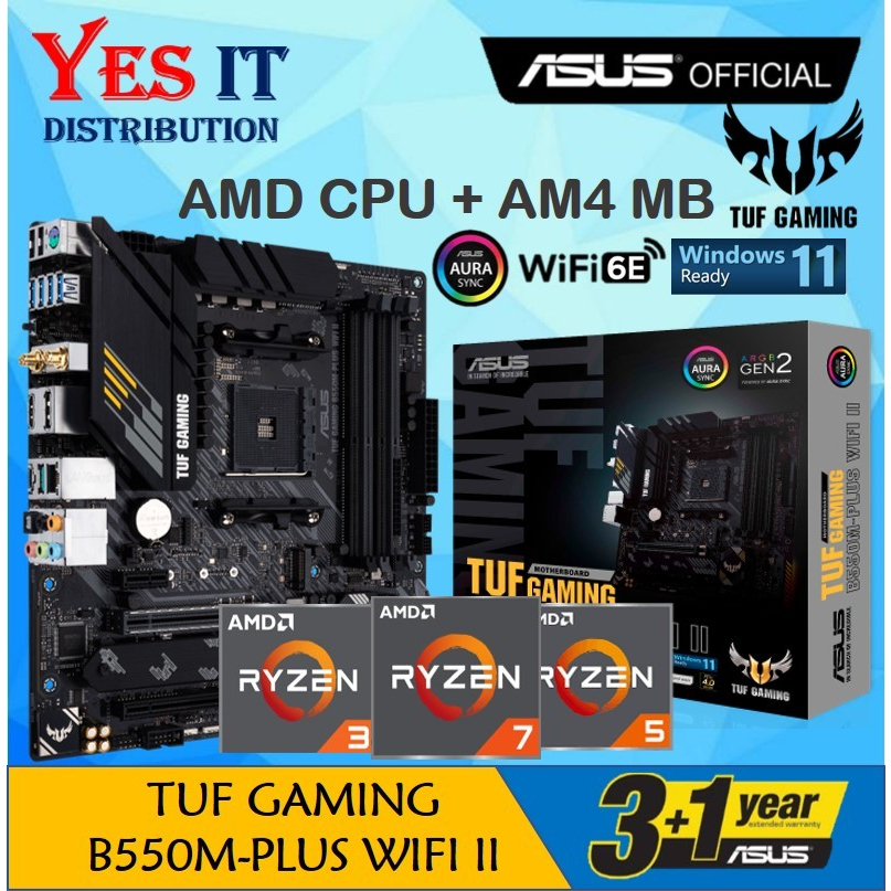 ASUS TUF GAMING B550M-PLUS WIFI II RGB Gaming Motherboard + AMD RYZEN ...