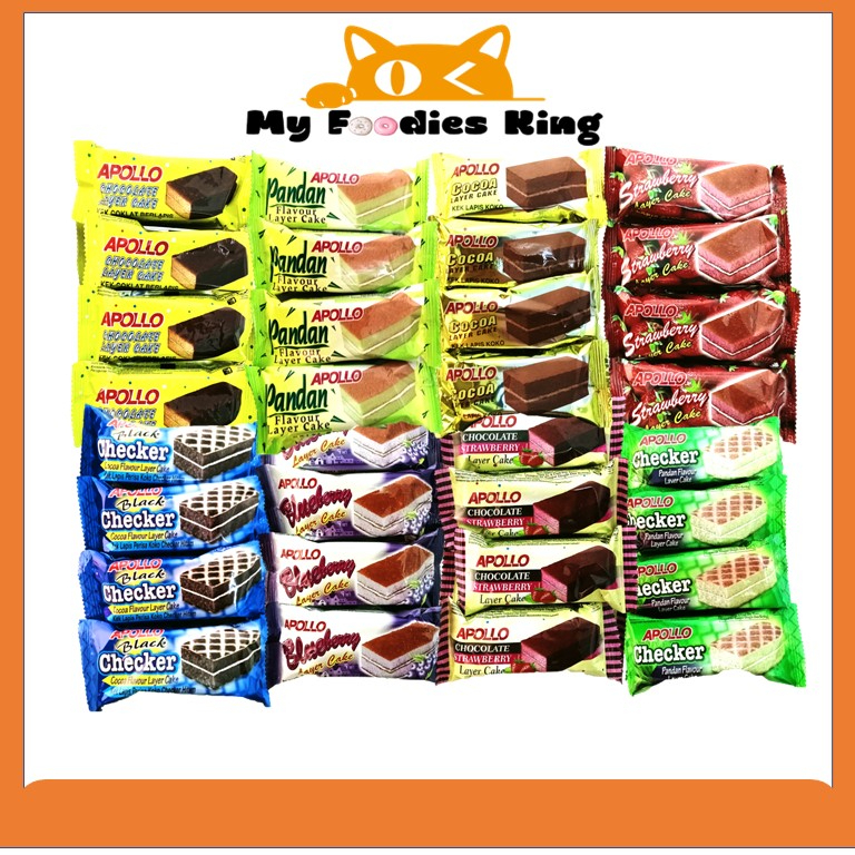 🔥 Halal cake 18g x 8pcs Apollo Pandan / Layer Cake / Chocalate / Cocoa ...