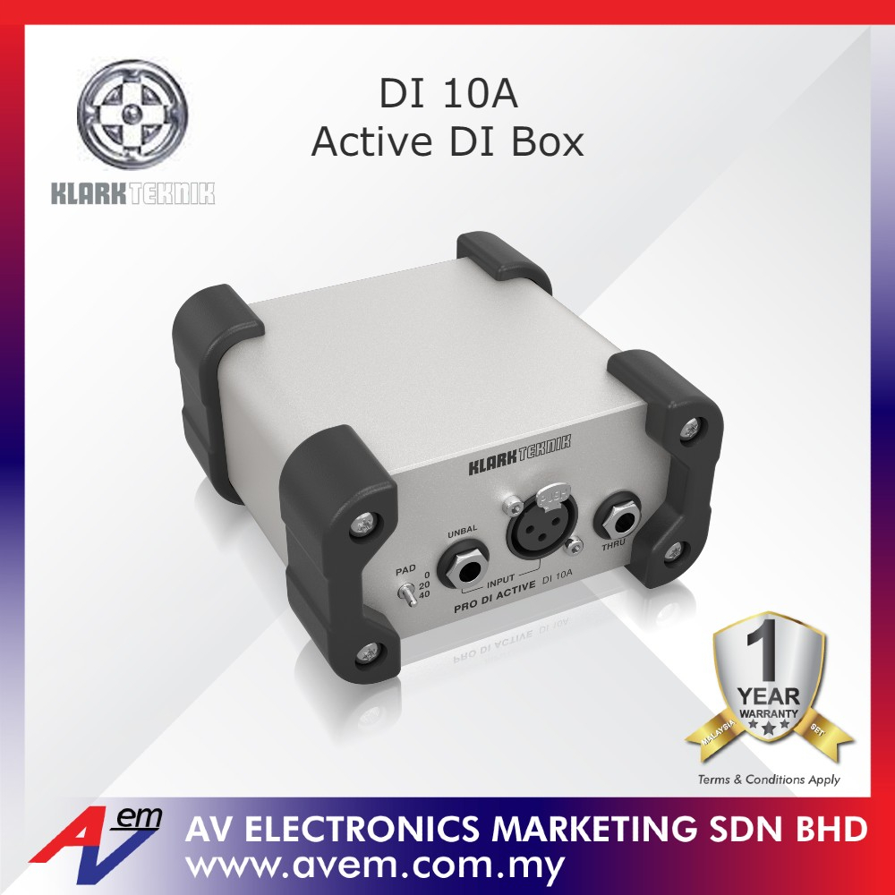 KLARK TEKNIK DI 10A Active DI Box with Midas Transformer, Extended
