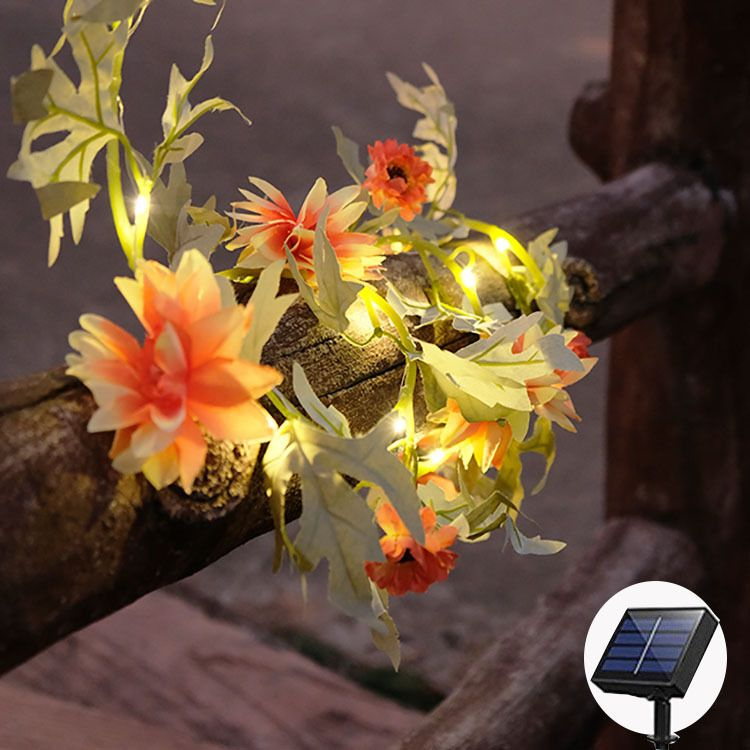 Outdoor LED Solar Light Orange Yellow Sunflower Artificial Flower
