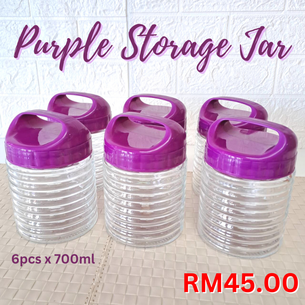 Balang Kuih Raya 2023 Bekas Kuih Raya Balang Kedap Udara 6biji Purple Storage Jar Shopee 4690