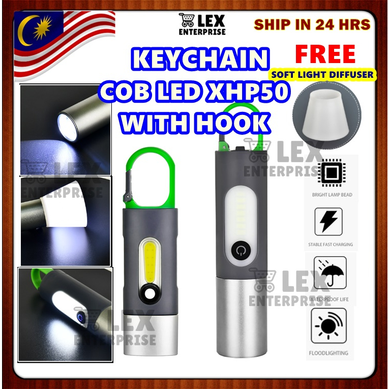 Keychain Torch Light XHP50 Lampu Suluh Zoom LED Flashlight XLamp Usb
