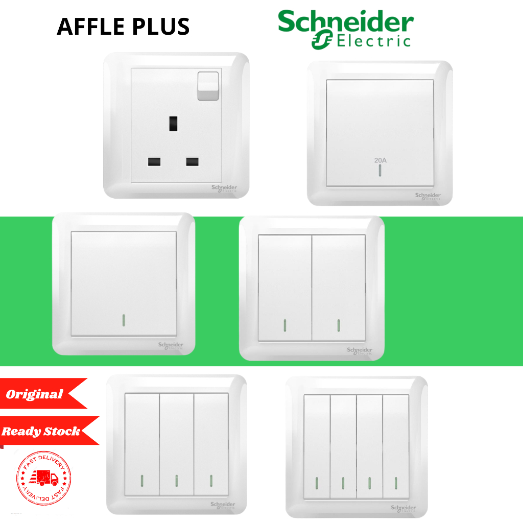 SCHNEIDER AFFLE PLUS Series - 13A 20A 1G 1W 2G 3G 4G Switch socket ...