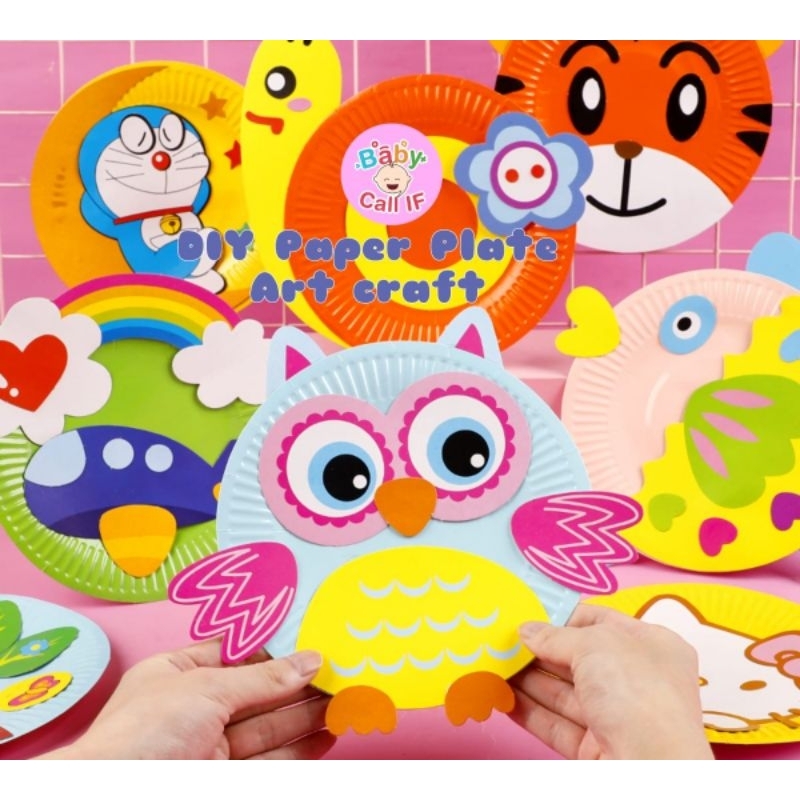 Colorful Cartoon DIY Paper Plate Stickers Kids Kindergarten Art & Craft ...