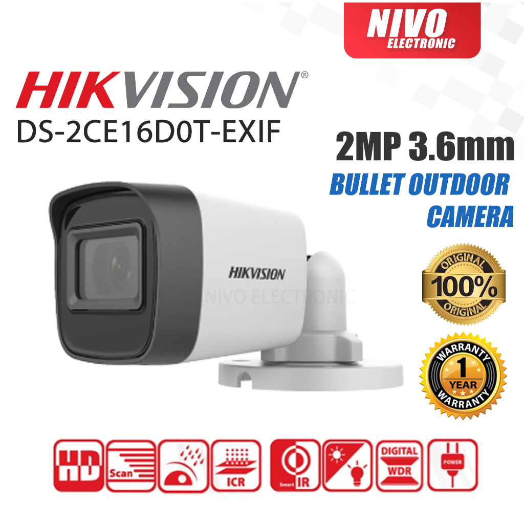 HIKVISION DS2CE16D0TEXIF 2.0MP 3.6mm BULLET CAMERA 2MP BULLET OUTDOOR CAMERA HIK 2MP CAMARA