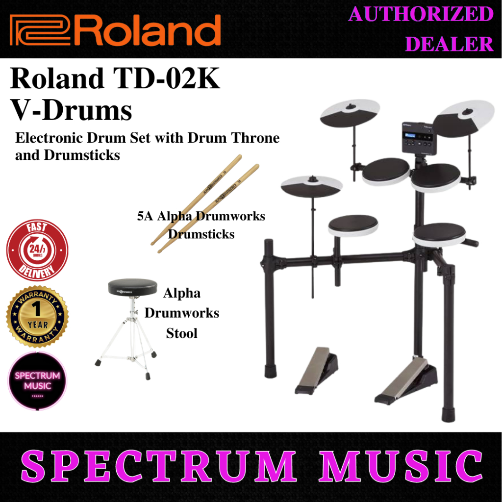Roland TD02K VDrums Electronic Drum Set with Drum Throne and